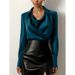 Women's Clothing Women's Work Wear Autumn New White Mature Tops Long Sleeves Women's Irregular Collar Drape Shirt_ecoleips.com