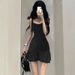 New Lotus Leaf Elegant Hot Girl Red Strap Petite Summer Pure Desire Style Waist Slimming Short Dress For Women_ecoleips.com