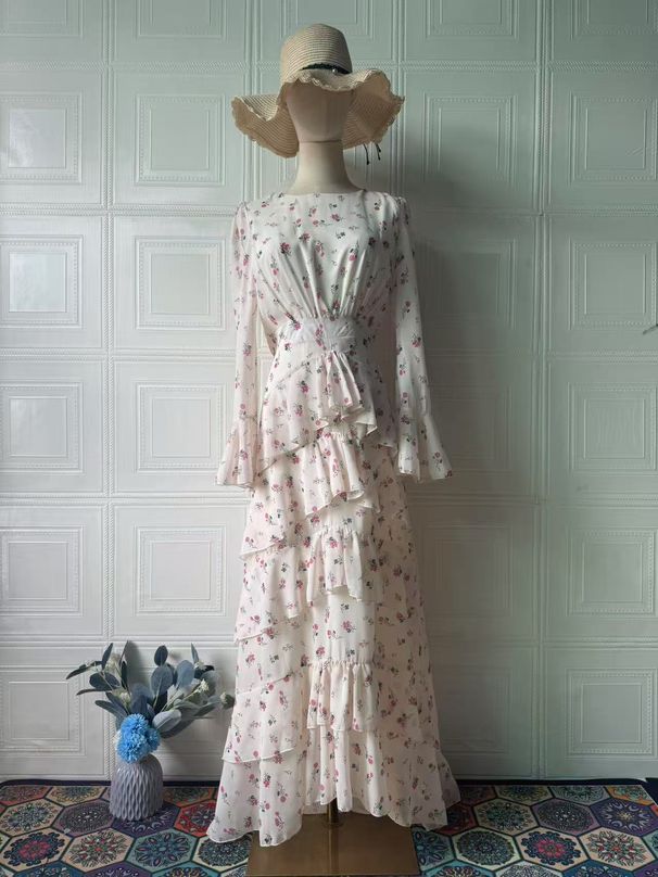 Modest Abaya Dress Elegant Long Sleeve Maxi Dress For Women – Flowy Boho Floral Print Dress (Spring Collection)_ecoleips.com