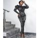Women’s Clothing women's dress flannel sequin fabric stage costume bubble long sleeve dress_ecoleips.com