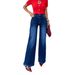 Women's Clothing Flared Jeans – High Waist Bootcut Denim Pants With Stretch, Slimming Dark Blue Wide Leg Trousers For Work & Casual_ecoleips.com
