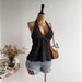 Women's Clothing Women's Black Bohemian Style Backless Camisole Top Casual Vacation Wear Summer Fashion For Formal & Casual_ecoleips.com
