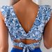 Women's Fashion High Waisted Triangle Bikini Printed Ruffle Bow Two Piece Swimsuit Overseas Warehouse_ecoleips.com