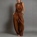 Women's Summer Street Style Loose Sleeveless Jumpsuit Waist Cinching Wide Leg_ecoleips.com