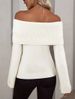 Women's Clothing One Line Collar Slim Fashion Sexy Knitted Long Sleeved Women's Sweater_ecoleips.com