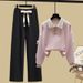 Preppy Style Polo Collar Set – Embroidered Bow Hoodie With Wide-Leg Drawstring Pants (S-3XL, 8 Color Combos, Japanese Schoolgirl Aesthetic)_ecoleips.com