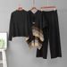 Women's Fashion Trend Autumn/Winter Set Jacquard Shawl Crew Neck Sweater Wide Leg Casual Pants Three Piece Ensemble_ecoleips.com