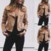 Faux Suede Cropped Blazer – Slim-Fit Women’s Jacket With Asymmetric Zipper & Notched Lapel_ecoleips.com