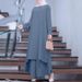2025 Muslim Solid Color Women's Two-Piece Casual Loose Long Sleeve Wide-Leg Pants Set_ecoleips.com