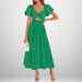 2026 Spring New Arrival: Cross-Border European And American Foreign Trade Women's Fashion Solid Color V-Neck Puff Sleeve_ecoleips.com