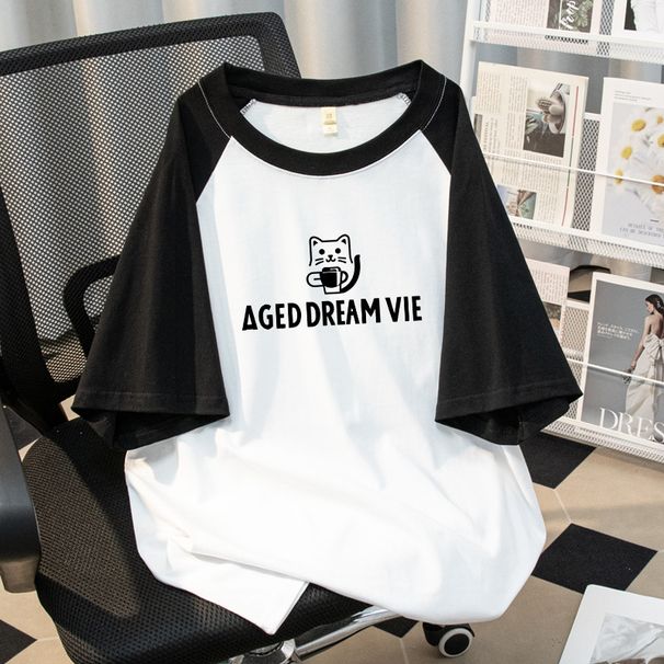 Unisex Pure Cotton Raglan Short Sleeve T-Shirt round Neck Pullover Top for Spring Summer And Autumn Popular Style Inner Layer Base Shirt_ecoleips.com