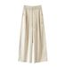 Women's High-Waisted Wide Leg Pants Thin Ice Silk Cotton Linen Loose Slimming Cropped Casual Summer Style 2026_ecoleips.com