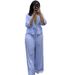 j5249 style casual suit, new embroidered letter double waistband high waisted cropped wide leg pants suit_ecoleips.com