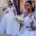 Women's Clothing Autumn New Style Deep V Neck Long Sleeve Trailing Lace Bride Wedding Dress_ecoleips.com