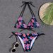 Women’s Clothing New Multi Color Printing Halter Neck Strap Backless Sexy Split Bikini Swimsuit_ecoleips.com