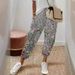 Women's Cotton Linen Elastic Waist Cropped Casual Pants Fashion_ecoleips.com