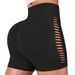 2025s Waist Peach Hip Tie-Dye Shorts For Women Side Hollow Tight Sports High Elasticity Quick-Dry Fitness Yoga Pants_ecoleips.com