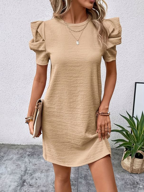 Women's Clothing Multiple Colors Puff Sleeve Tunic Dress_ecoleips.com