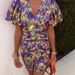 Printed V-Neck Skinny Sheath Waist-Tight Puff Short Sleeve Women's Dress_ecoleips.com