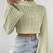 Aria Basics Aria Basics Cross-Border Foreign Trade European And American Short Cropped Sweater Solid Color Casual Versatile Bell Sleeve_ecoleips.com