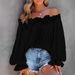 Women's Clothing Hot Sale New Elegant Style Casual Off Shoulder Long Sleeved Tops Lotus Leaf Sleeves Shirt Loose Plus Size Women's Clothing_ecoleips.com