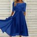 Women's Chiffon Lace Hollow Out Maxi Dress – Elegant Bridesmaid Evening Party Gown_ecoleips.com