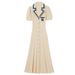 Elegant Knitted Maxi Dress PoIo Collar Short Sleeved Lapel Colorful Embroidered Long Dress For Women New Spring Summer Style_ecoleips.com