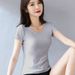 Summer Short Pure White T-shirt Women's Short-sleeved Slim-fitting Crew Neck Spring Clothes New Pure Cotton Top T-shirt Bottoming Shirt_ecoleips.com