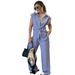 Women's Clothing New Fashion Lace Up Waist Short Sleeved Shirt High Waist Casual Pants Two Piece Suit_ecoleips.com