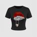Letter Printed Women's Round Neck T Shirt Top_ecoleips.com