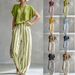Women's Clothing 3D Patterned T-Shirt And Wide-Leg Pants Set, Batwing Sleeve Two-Piece Outfit For Casual Wear_ecoleips.com