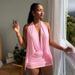 Cross-border Foreign Trade 2026 Spring New European And American Style Sexy Solid Color Mesh Two-Piece Halter Neck_ecoleips.com