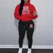 Women's Cartoon Bear Print Two Piece Set Long Sleeved Hoodie And Jogging Pants Drawstring Closure_ecoleips.com