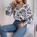 Elegant Color Block Floral Lantern Sleeve Collared Shirt Women's Spring Summer Top Real Shot_ecoleips.com