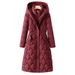 Women's Detachable Hooded Long Puffer Coat With Waist Tie - Winter Warm Quilted Jacket In Solid Colors (Black, Beige, Coffee, Angora Red)_ecoleips.com