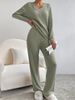 Women's Clothing Two Piece Suit Fashion Casual Straight Pants Temperament Loose V Neck Pit Striped Knitted Suit_ecoleips.com