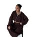 Women's Cropped Hoodie Jogger Pants Set Oversized Pullover Drawstring Waist Zip-Up Detail Casual Loungewear Two-Piece Multiple Colors_ecoleips.com