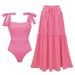 Women's Swimsuit Set Bow Tie Stripes Beach One-Piece Hot Spring_ecoleips.com