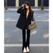 Women's Brown Suit Jacket Petite Sophisticated Stylish Korean Style Casual Spring Autumn 2024_ecoleips.com