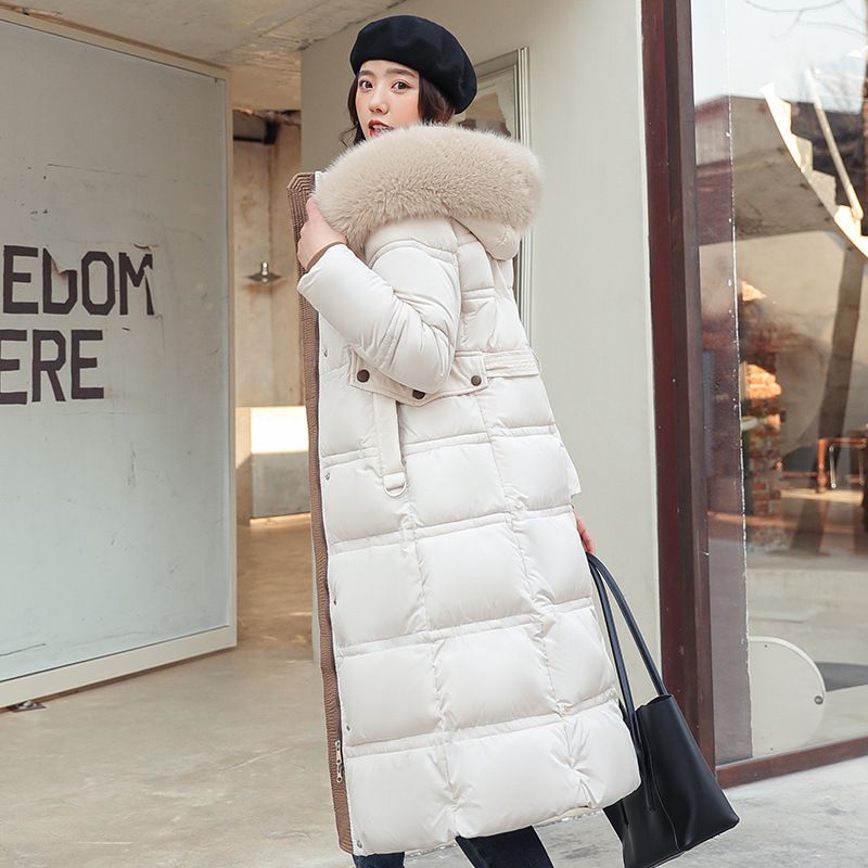 Women's Clothing Winter New Cotton Jacket Large Fur Collar Medium Length Slim Belt Slim Temperament Down Cotton Jacket Women's Jacket_ecoleips.com