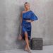 Women's Clothing Sexy single sleeve rose section irregular skirt dress evening dress woman_ecoleips.com