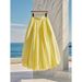 Women's Clothing High Waisted Slimming A Line Skirt High-Waisted A-Line Skirt – Spring Flowy Midi Skirt With Pleated Hem (Vibrant Yellow, S-XL)_ecoleips.com