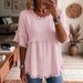 New Women's Casual Loose Fit Shirt Round Neck Pullover Short Sleeve Top American Style_ecoleips.com