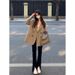 Women's Brown Suit Jacket Petite Sophisticated Stylish Korean Style Casual Spring Autumn 2024_ecoleips.com