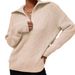 1. Autumn Winter Knitted Sweater With V-neck And Turn-down Collar, Long-sleeved Women's Clothing, Ribbed Design,_ecoleips.com