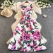 High-End Women's Sleeveless Dress European American Style Fashion Print round Neck Fitted Waist Pleated Full Skirt_ecoleips.com