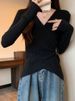 girl Plus Size Design Sense Regular Shoulder Long Sleeve Knitted Sweater For Women Early Autumn Irregular Shape Fat MM_ecoleips.com