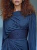 Fashion O-neck Irregular Draped Maxi Dress Women Sexy Split Bat Sleeves Solid Long Dress Elegant Temperament Slim Gowns Dresses_ecoleips.com