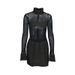 AC015 Cross-Border Foreign Trade Summer Women's Sexy Ultra-Thin Mesh Elastic Tight-Fitting Long-Sleeve See-Through Dress_ecoleips.com