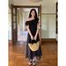 Interpretation Of Beauty NEWOPEN 25 Summer French Style Chiffon Elegant Polka Dot Long With Ruffle Off-Shoulder Dress_ecoleips.com